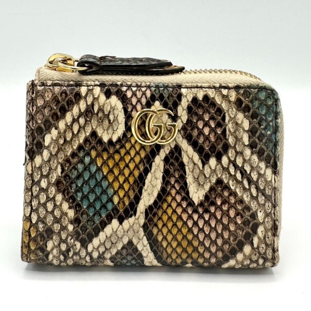 Gucci Gg Marmont Exotic Multicolor Python Compact… - image 1